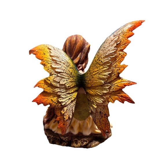 Fantasy Bookworm Fairy Yellow and Green Winged Figurine - Picture 8 of 16